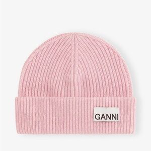 Ganni Soft Pink Knit Beanie